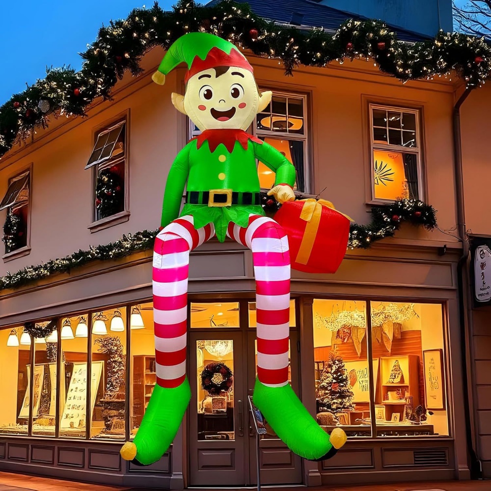 Kids Outdoor Garden Toys - 8FT Christmas Inflatables Sitting Elf Decoration