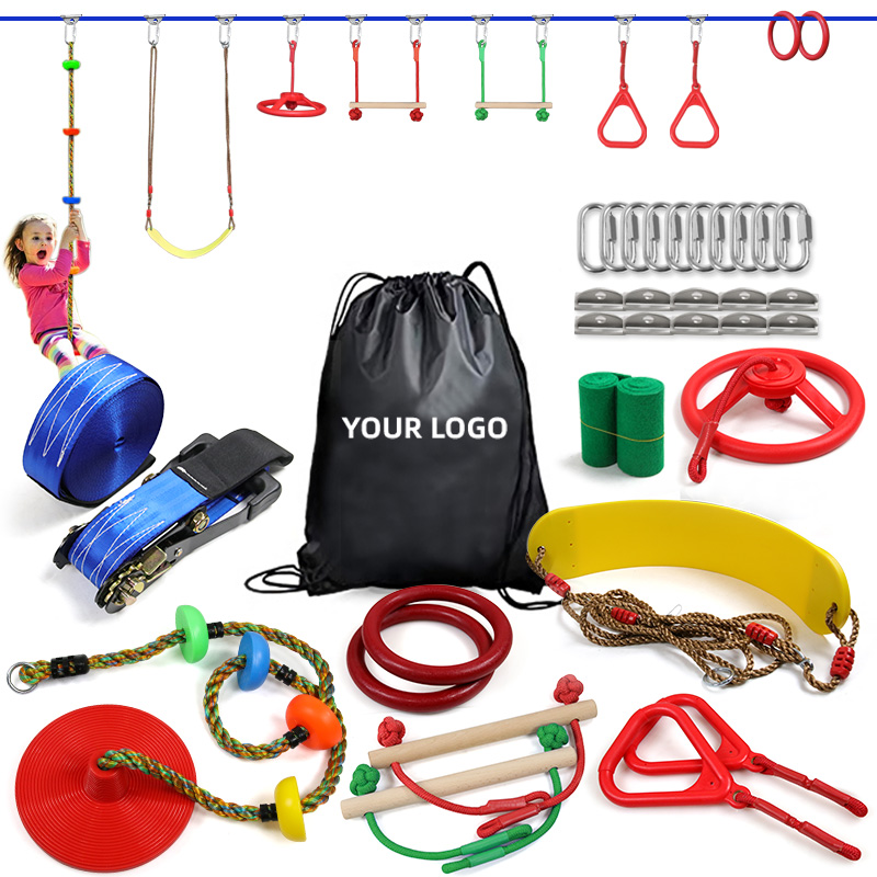 Kids Outdoor Obstacle Course - Outdoor Play Slackline Ninja Warrior Obstacle