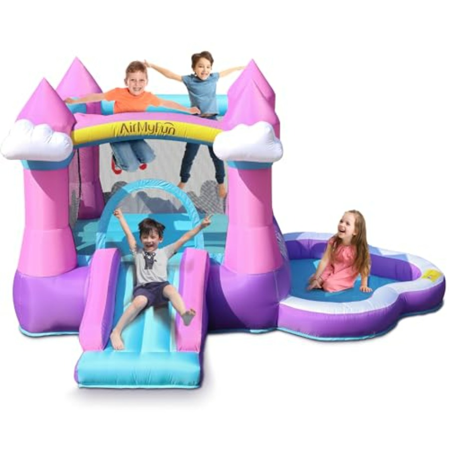 Kids Outdoor Bounce House - Pink inflatable bounce house for kids