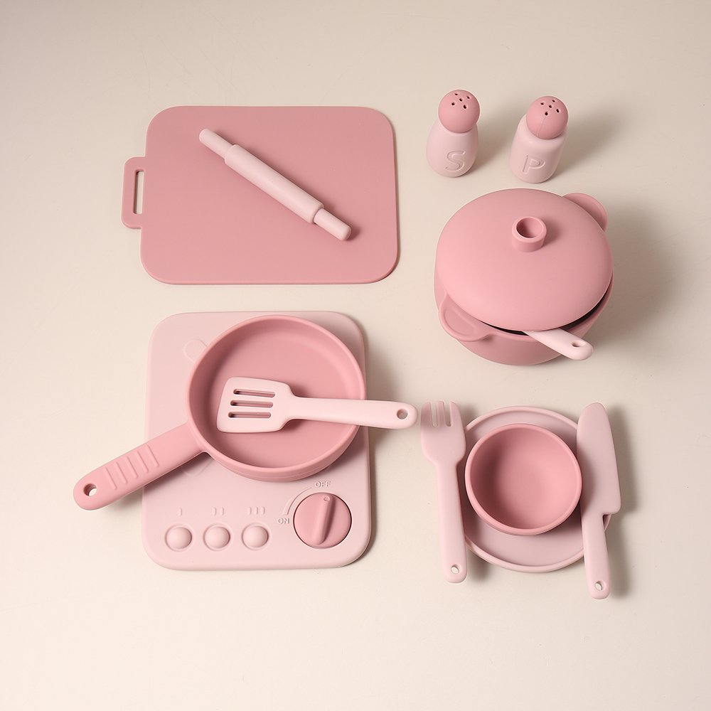 Kids Outdoor Mud Kitchen Accessories - 13 Pcs Set Silicone Cooking Play