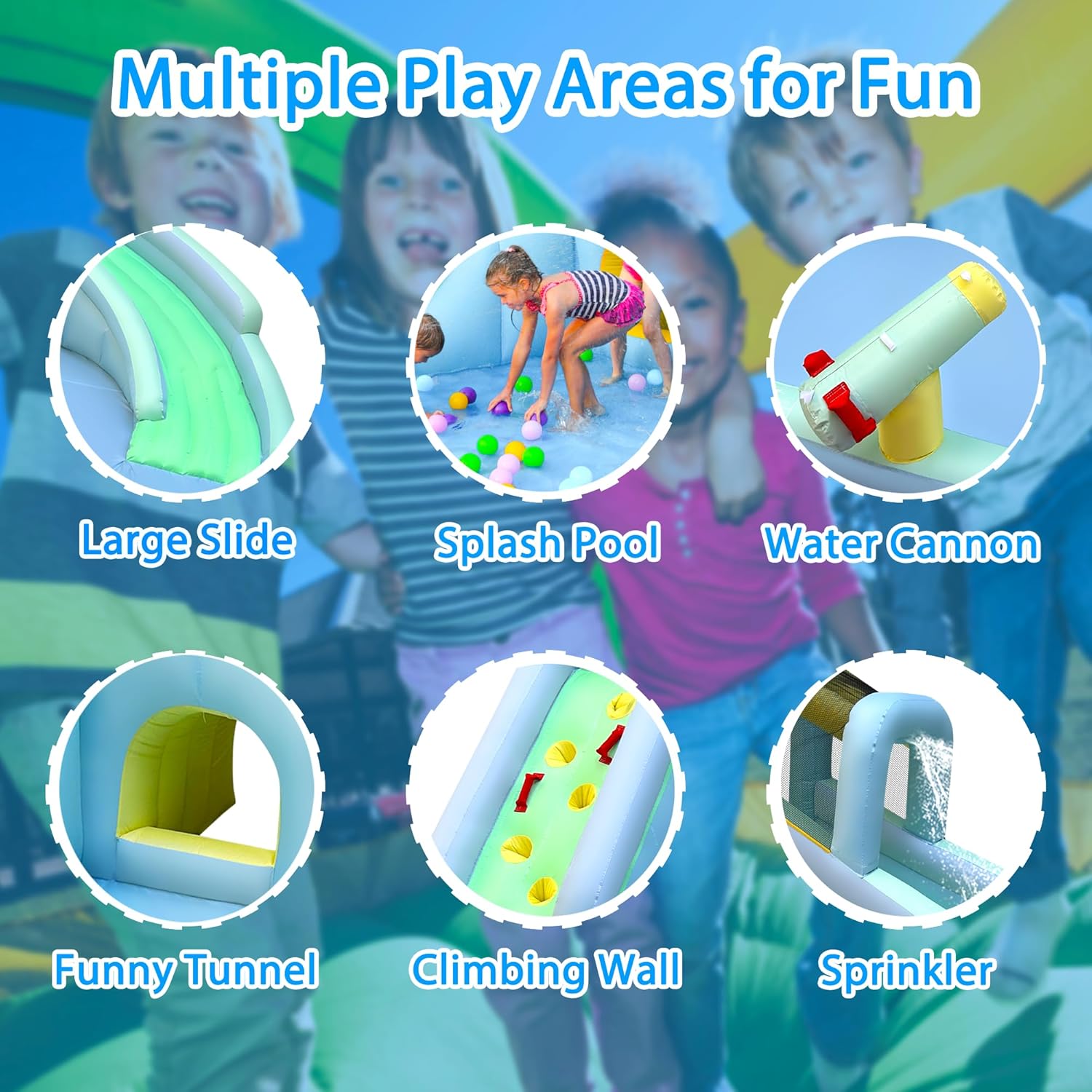 6-in-1 Inflatable Kids Bounce  - Kids Outdoor Bounce House 评论和价格