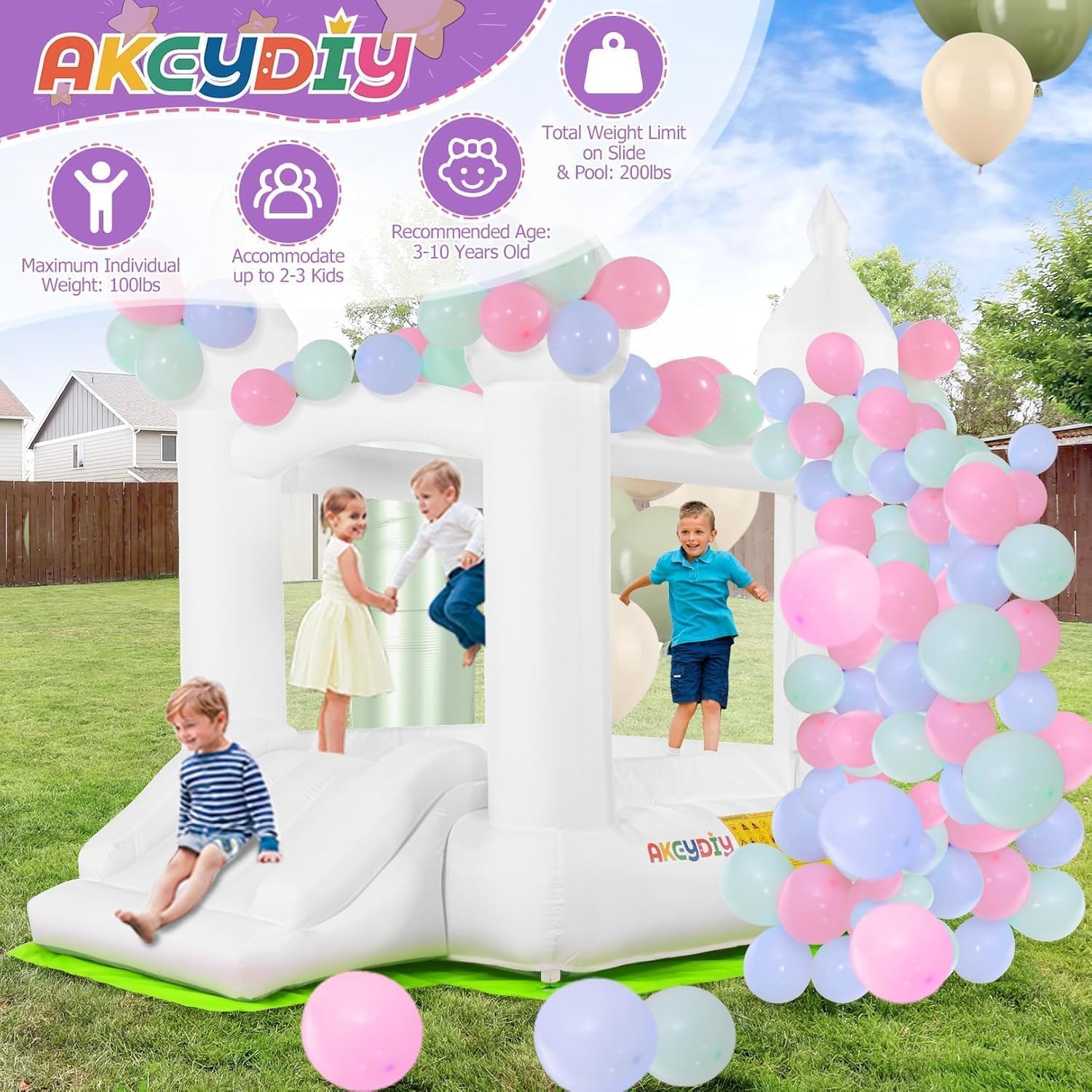 White Bounce House Indoor Outd - Kids Outdoor Bounce House 评论和价格