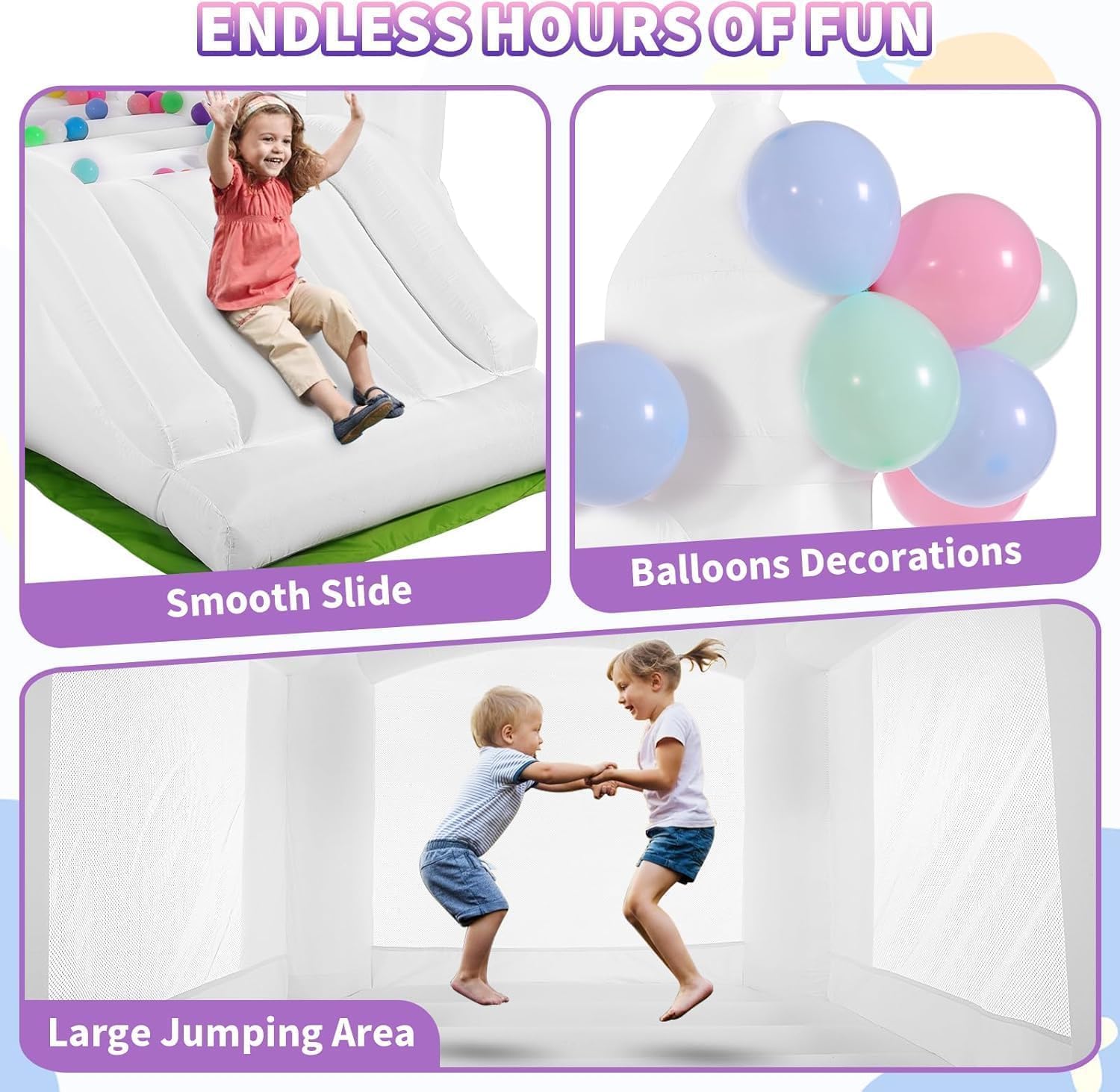 White Bounce House Indoor Outd - Kids Outdoor Bounce House 评论和价格