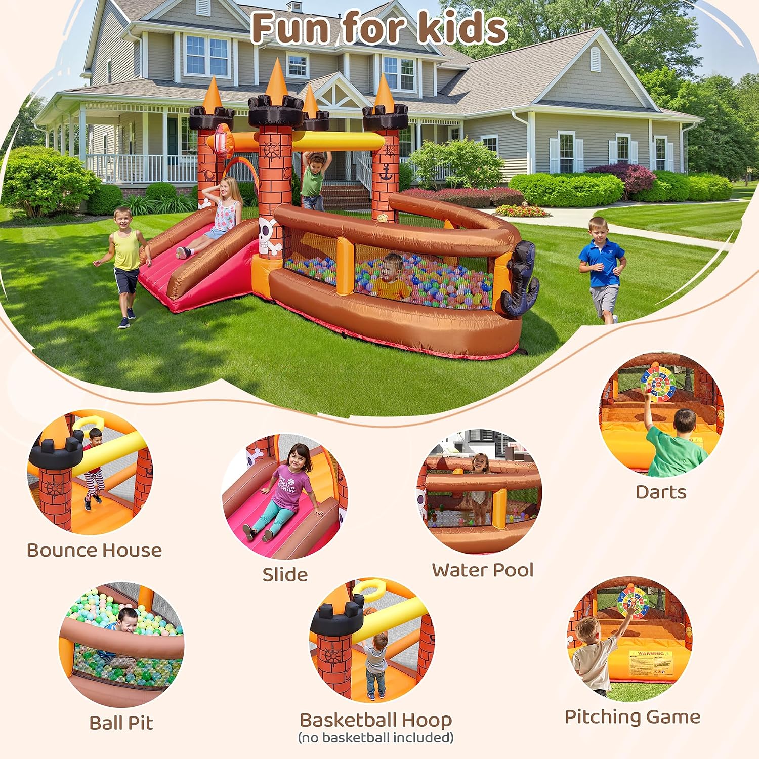 Inflatable Bounce House for Ki - Kids Outdoor Bounce House 评论和价格