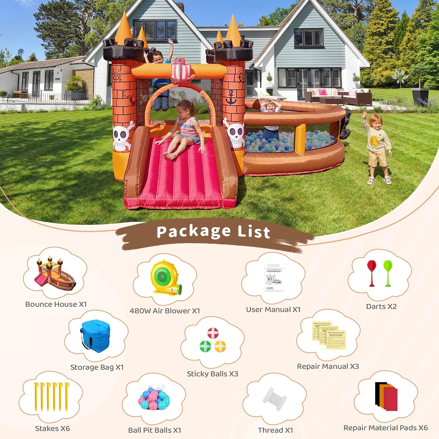 Inflatable Bounce House for Ki - Kids Outdoor Bounce House 评论和价格