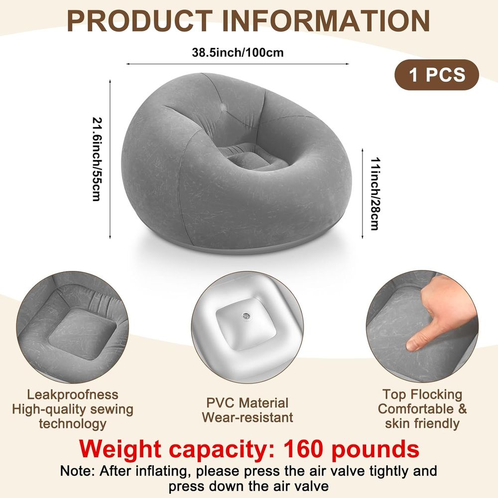 Inflatable Bean Bag Chairs, Gr - Kids Outdoor Loungers 评论和价格