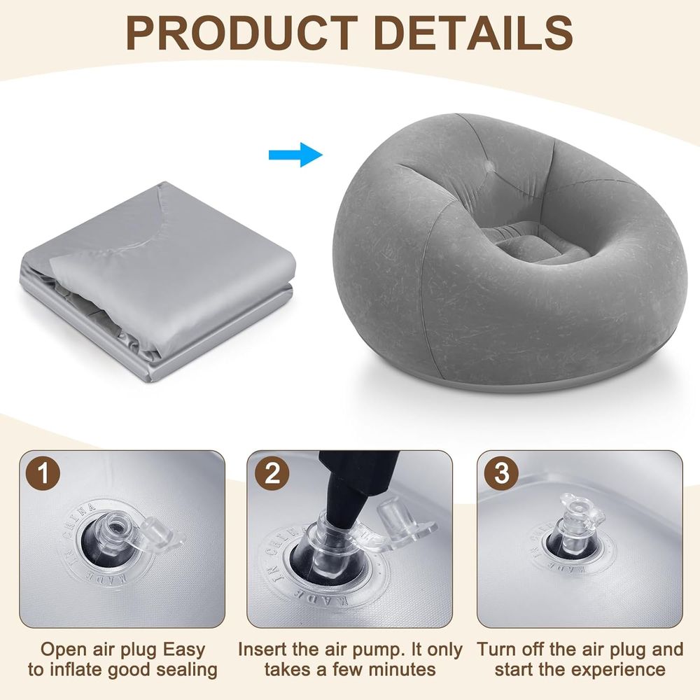 Inflatable Bean Bag Chairs, Gr - Kids Outdoor Loungers 评论和价格