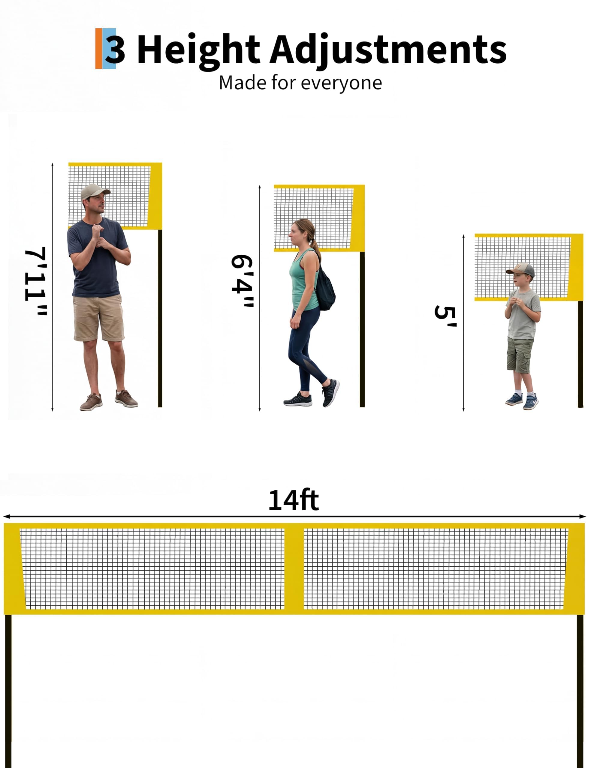 4-Way Volleyball Net Set with  - Kids Outdoor Volleyball Net 评论和价格