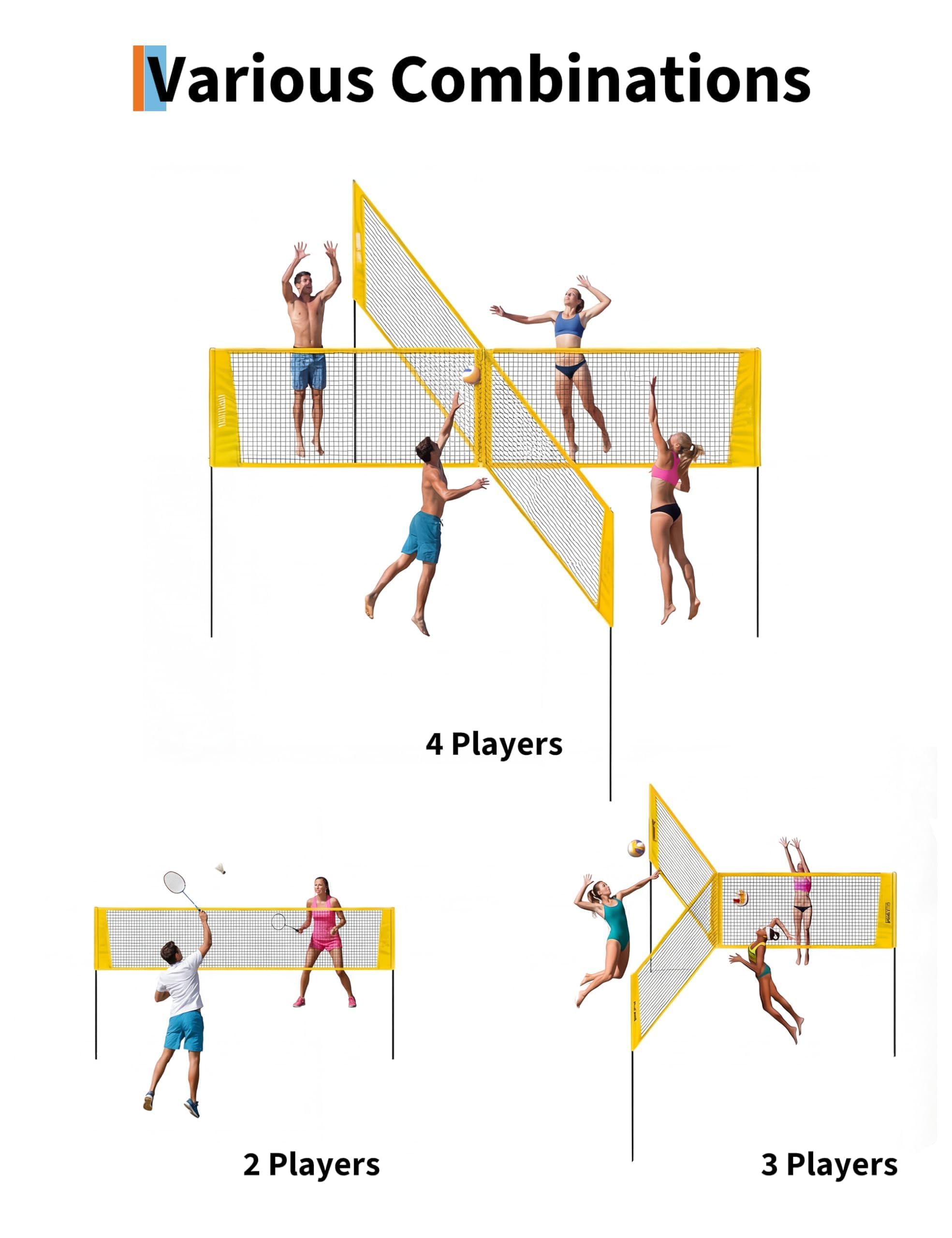 4-Way Volleyball Net Set with  - Kids Outdoor Volleyball Net 评论和价格