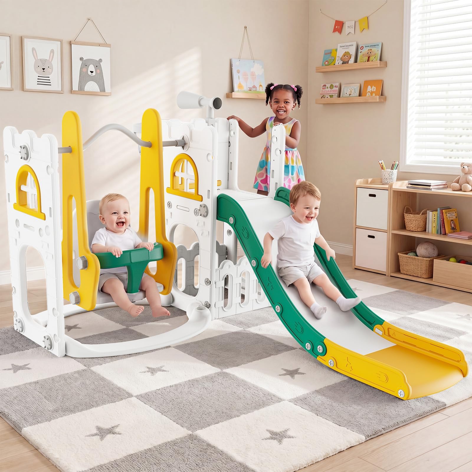 7 in 1 Toddler Slide And Swing - Kids Outdoor Slide Set 评论和价格
