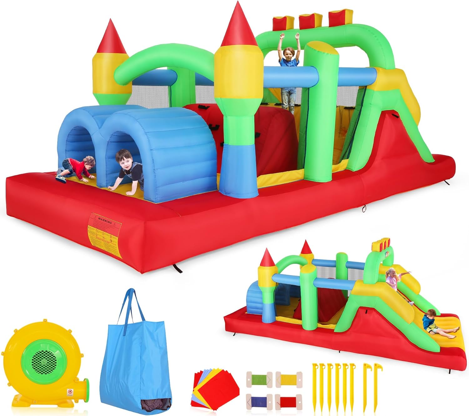 KF Inflatable Obstacle Course  - Kids Outdoor Obstacle Course 评论和价格