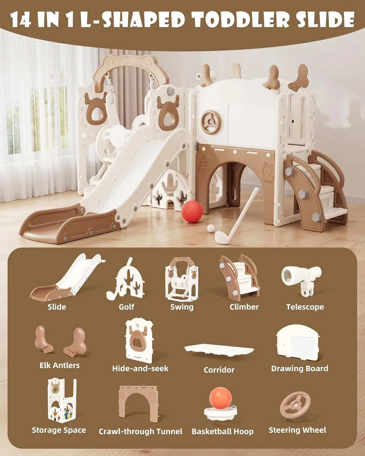 13-in-1 Toddler Slide and Swin - Kids Outdoor Slide Set 评论和价格