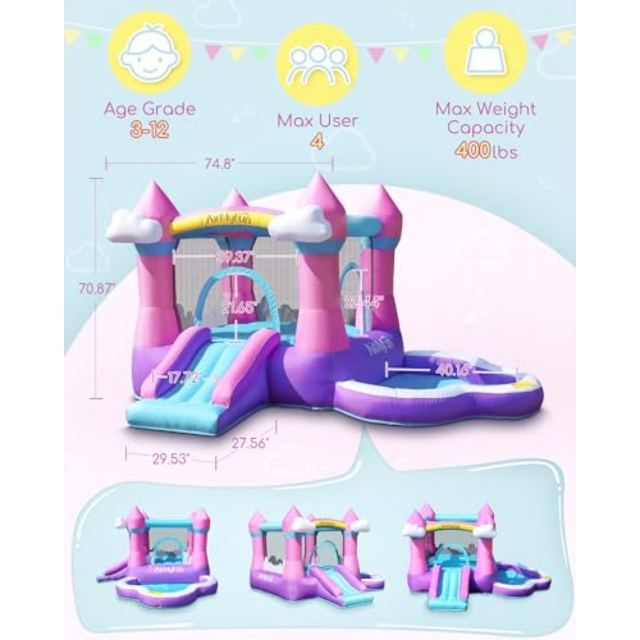 Pink inflatable bounce house f - Kids Outdoor Bounce House 评论和价格