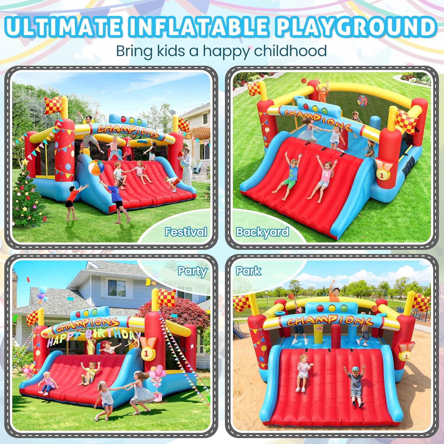 13FT Big Inflatable Bounce Hou - Outdoor Games For Kids 评论和价格