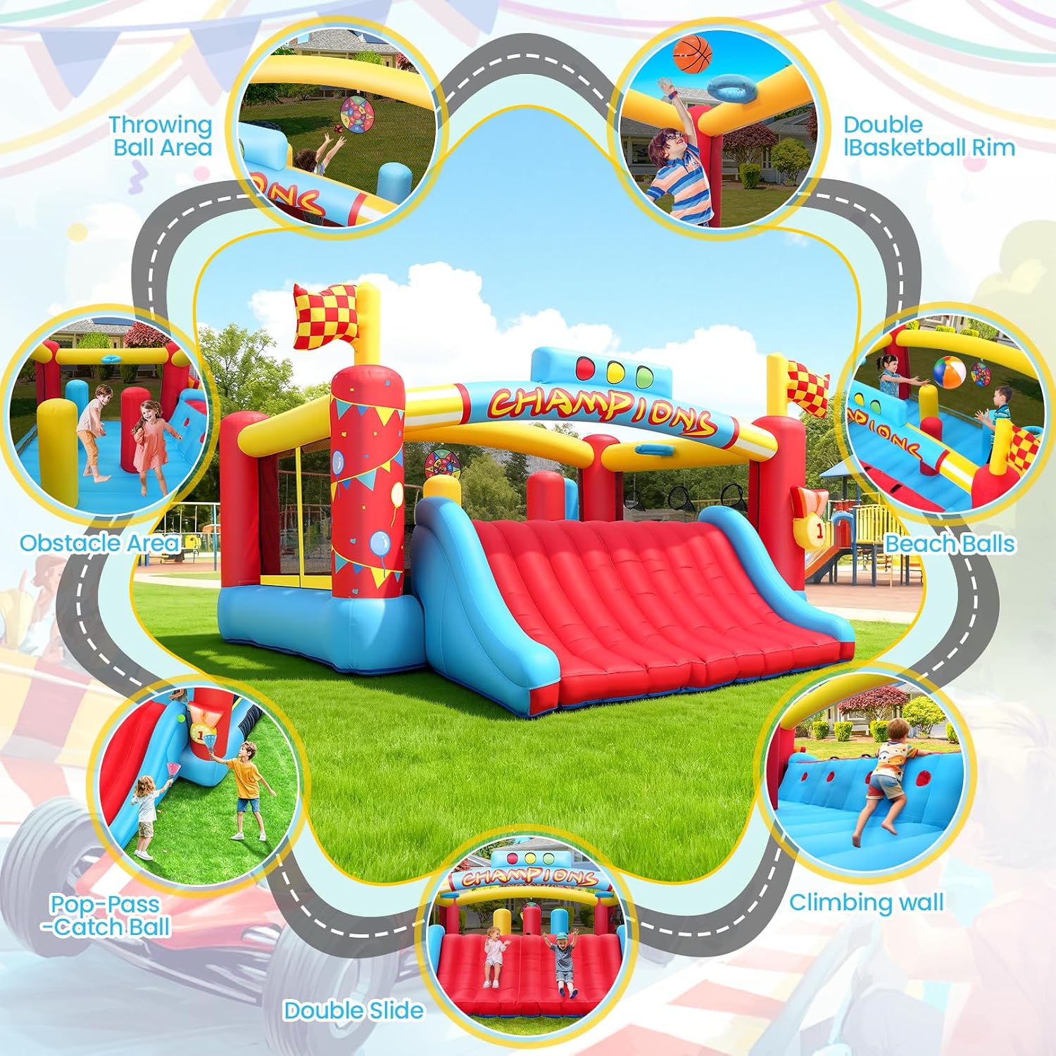 13FT Big Inflatable Bounce Hou - Outdoor Games For Kids 评论和价格