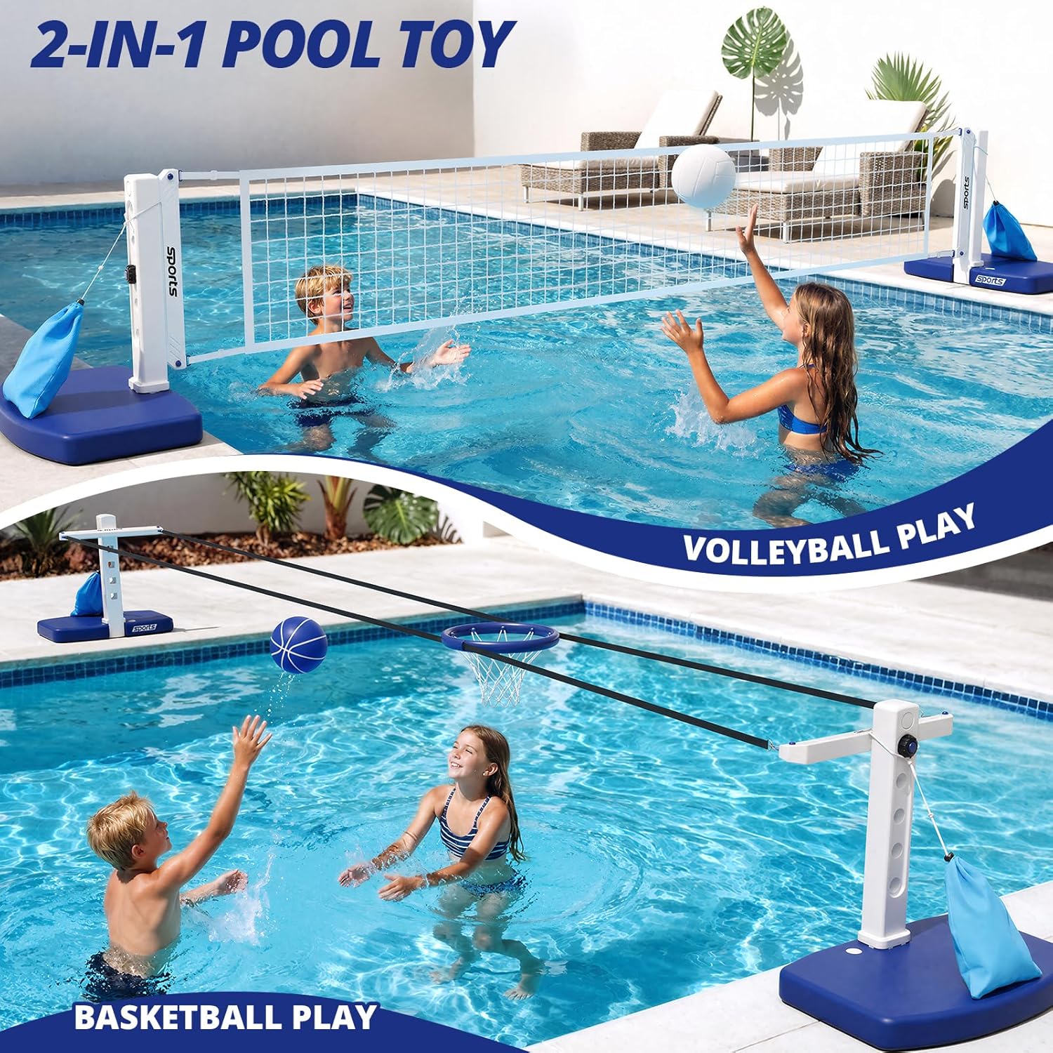 Swimming Pool Volleyball and B - Kids Outdoor Volleyball Net 评论和价格